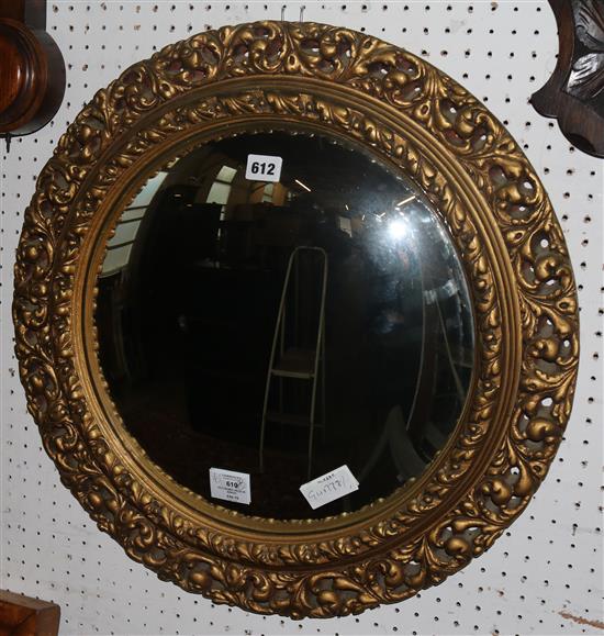 Gilt framed circular mirror(-)